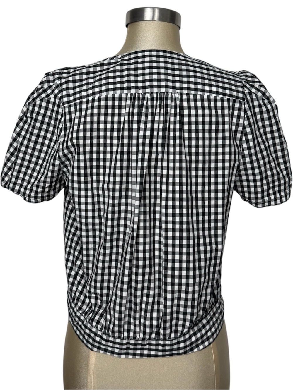 Madewell Gingham Wrap Puff Sleeve Crop Top Large Cotton - Picture 2 of 13